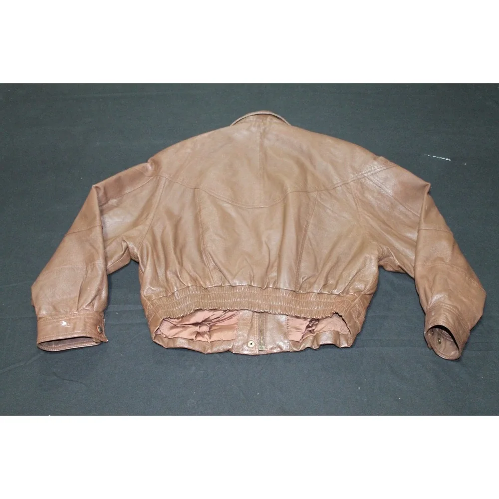 Adventure Bound Originals Brown Leather Bomber Motorcycle Jacket Mens M
